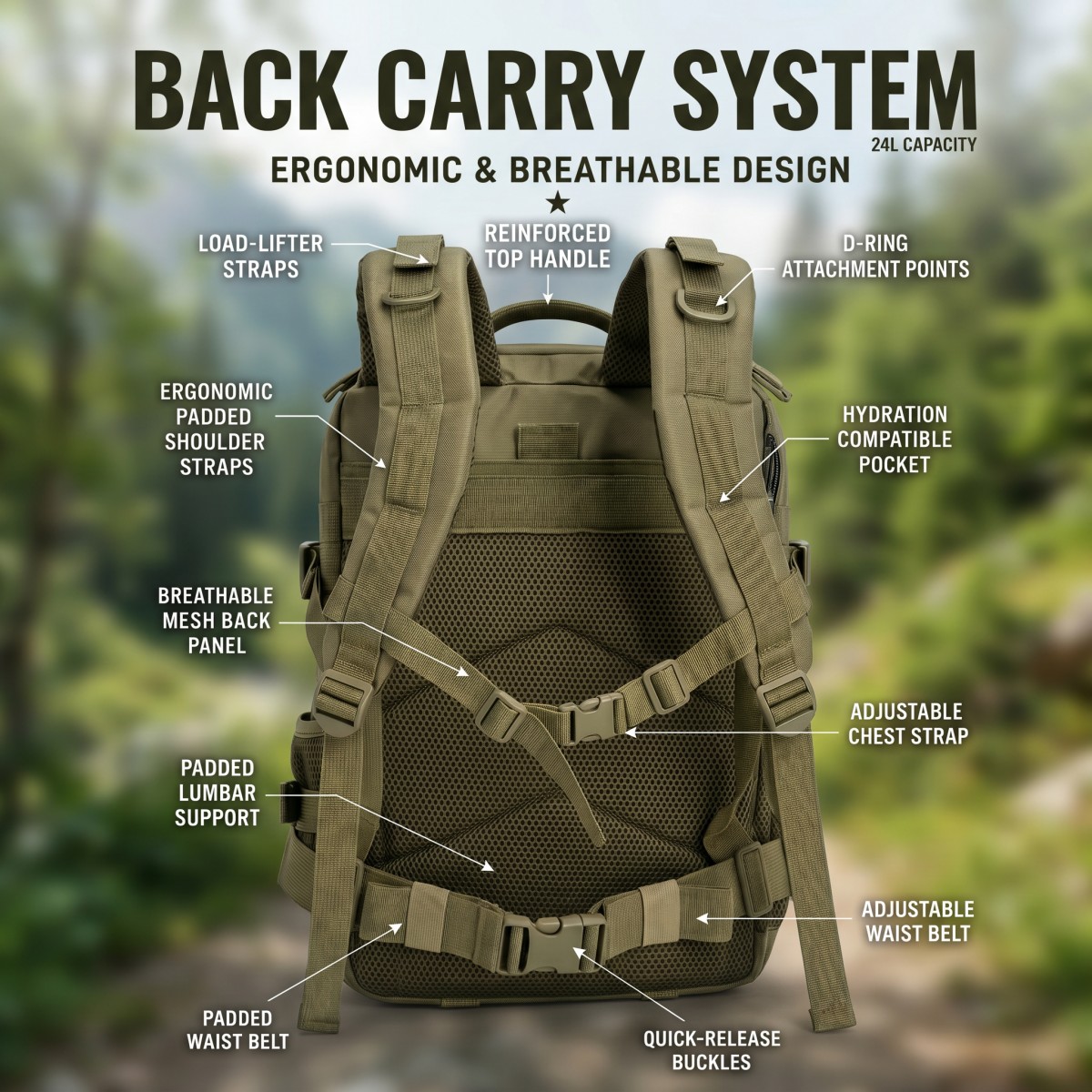 24L Molle Tactical Backpack fo - Cycling Commute Distance 评论和价格