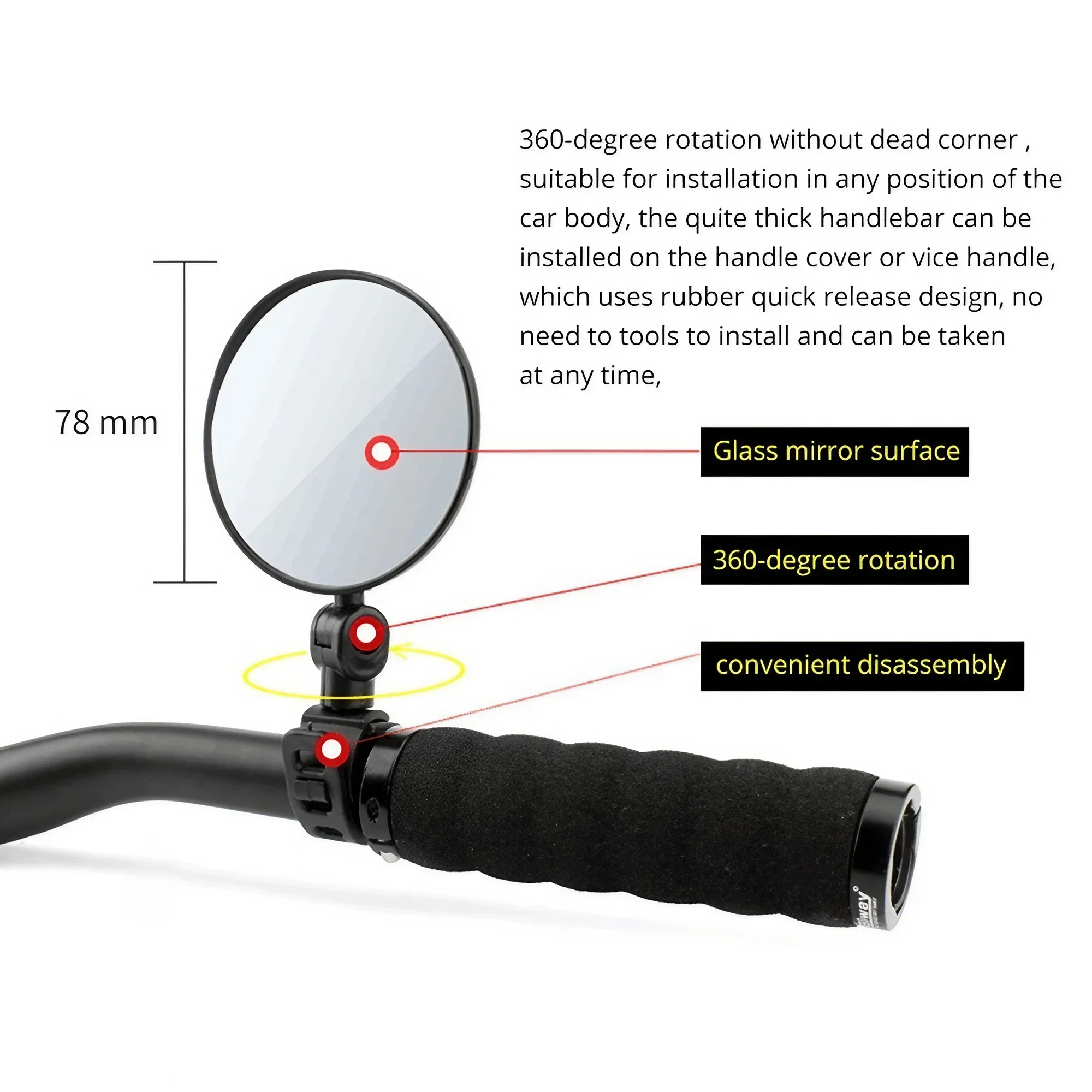 Adjustable Bike Handlebar Rear - Mirror Handlebar Convex 评论和价格