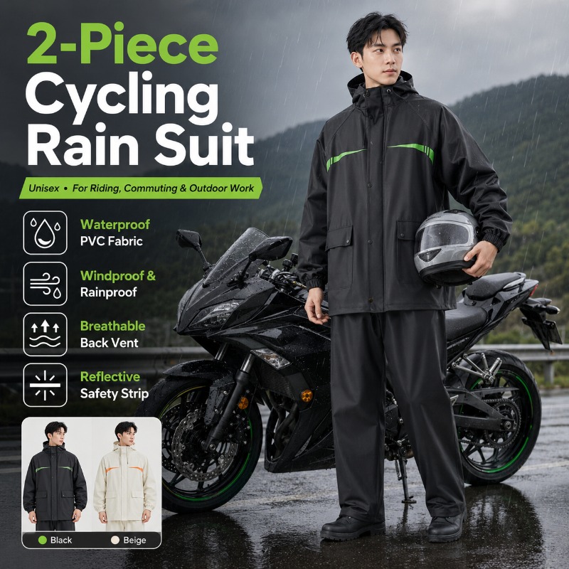 Unisex 2-Piece Waterproof Cycl - Cycling Commuter Rain Jacket 评论和价格